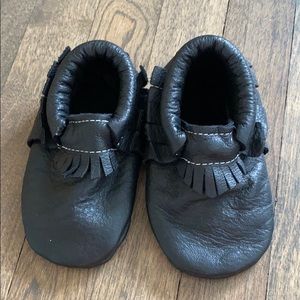 NWOT Black Leather Moccasins